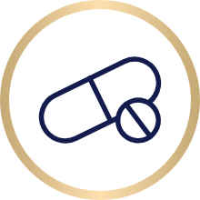 Icon with 2 pills in the middle. One is a long oval, the other is a small circle